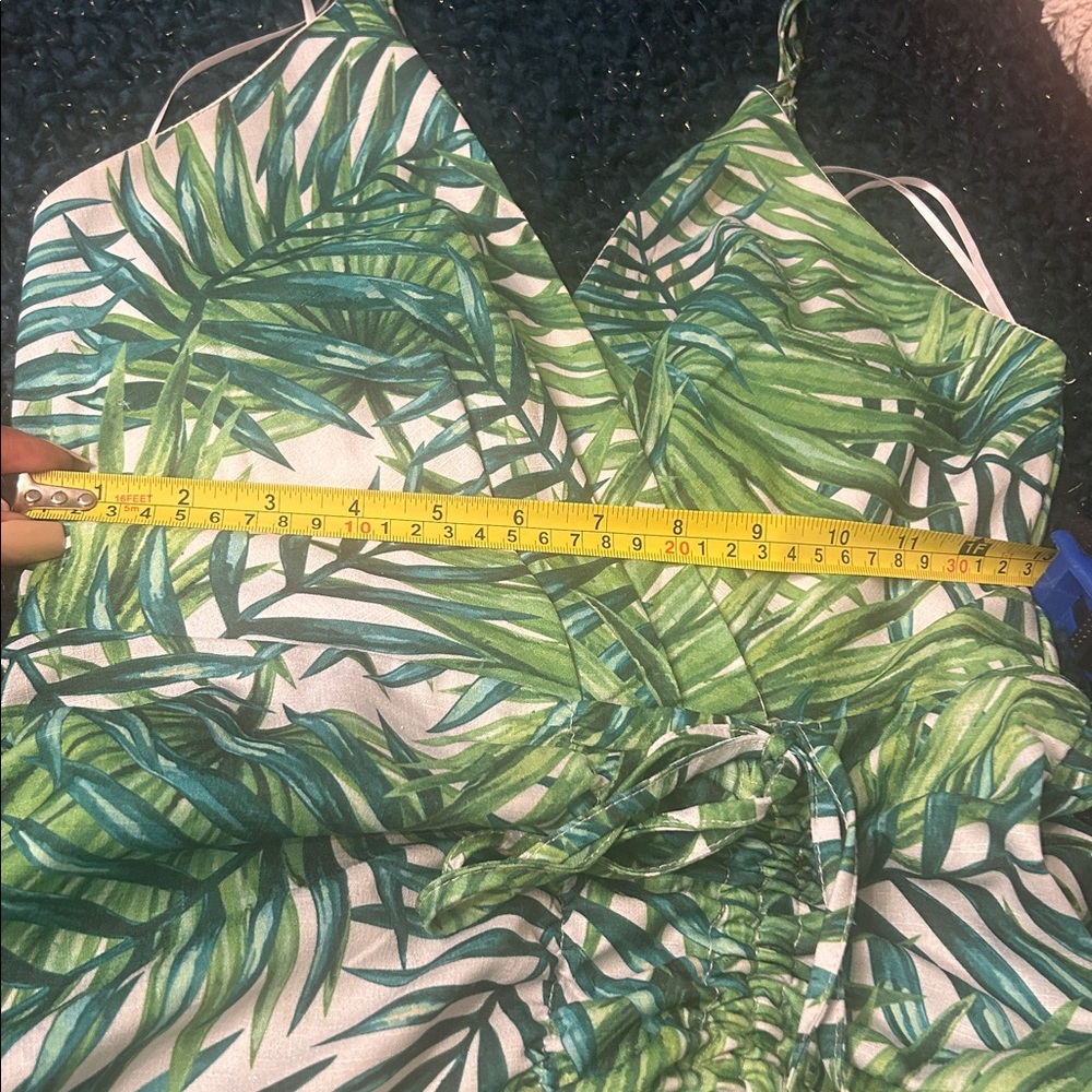 Luxxel Green Leaf Print Dress(adjustable straps) - Picture 8 of 10